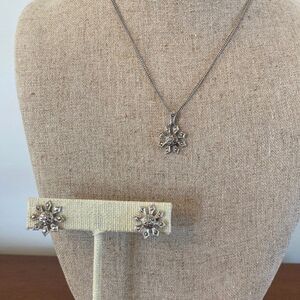 Vintage Kilmer & Daniel Art Deco Sterling Necklace & Matching Clip Earri…